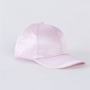 Light Pink Satin Baseball Cap With Adjustable Velcro Strap